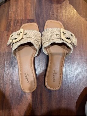 Universal Thread Natural Braided Buckle Slide Mules